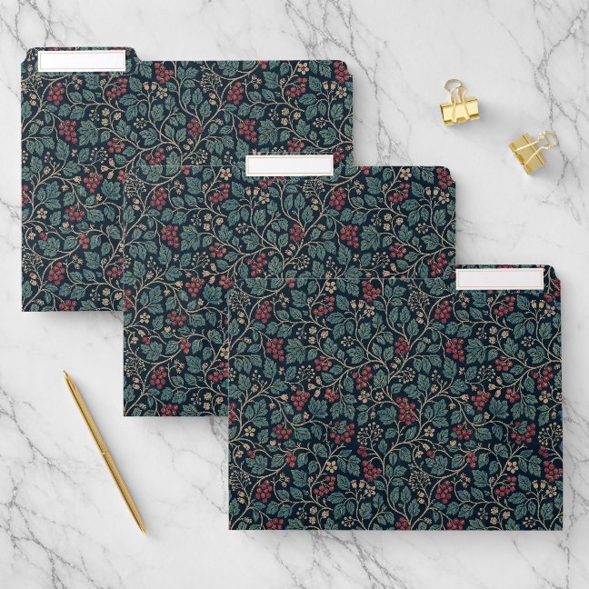 Berry Green Leaf File Folder
