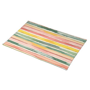 Berry Green Orange Pink Fruity Stripes Birthday Cloth Placemat