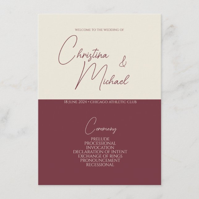 Berry • Handwritten Script Wedding Program (Front)