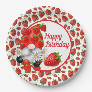 Berry Happy Gnome Paper Plate