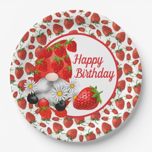 Berry Happy Gnome Paper Plate