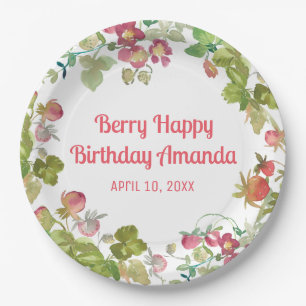 Berry Happy Strawberry Birthday Paper Plates