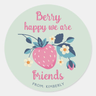 Berry Happy Strawberry Classic Round Sticker