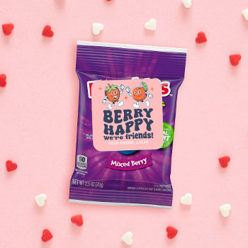 Berry Happy We're Friends Fruit Snack Valentine Square Sticker by Charmworthy at Zazzle