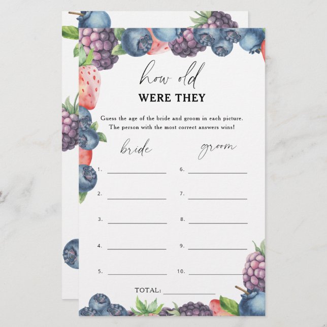 Berry - How old were they bridal game (Front/Back)