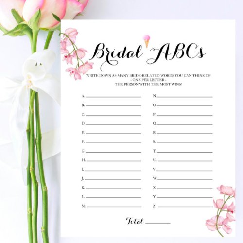 Berry Ice Cream Bridal Shower Bridal ABCs Game