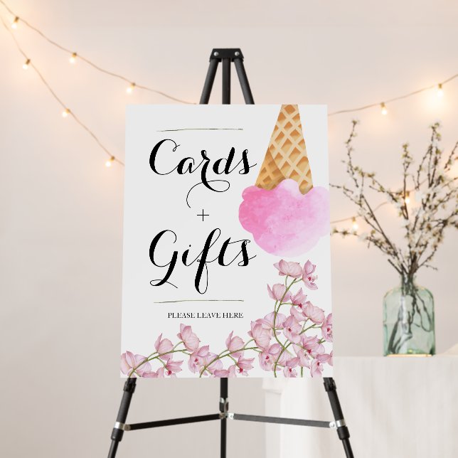 Berry Ice Cream Bridal Shower Cards + Gifts Sign (In Situ (Stand))