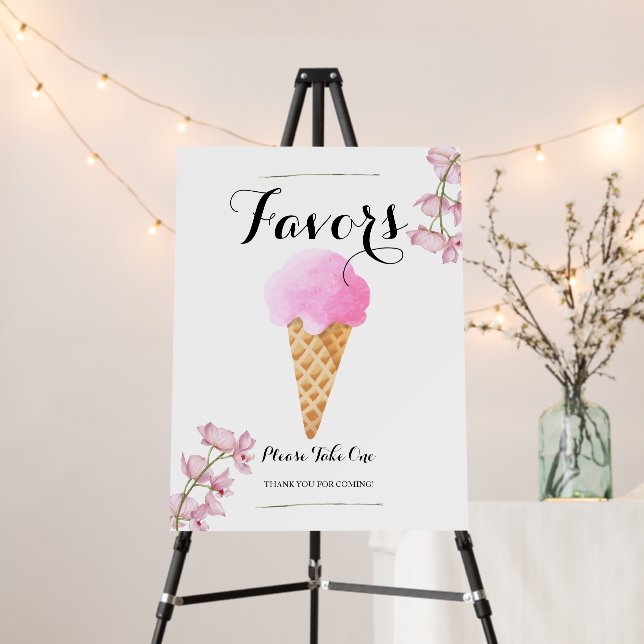 Berry Ice Cream Social Bridal Shower Favors Sign (In Situ (Stand))