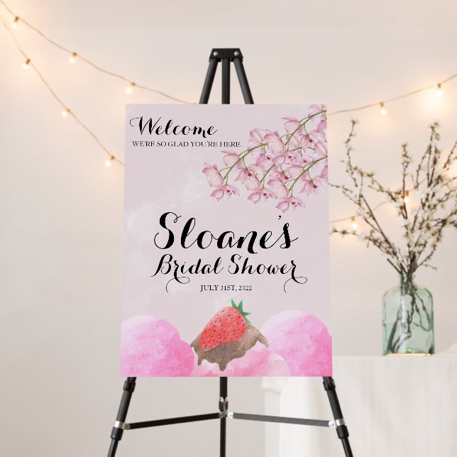 Berry Ice Cream Social Bridal Shower Welcome Sign (In Situ (Stand))