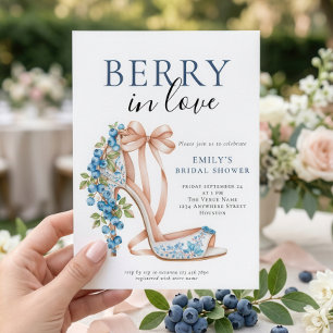 Berry In Love Blueberry Stiletto Bridal Shower Invitation