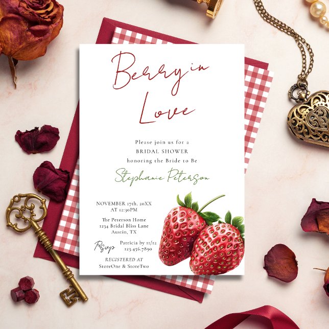 Berry In Love Bridal Shower Invitation Template (Creator Uploaded)