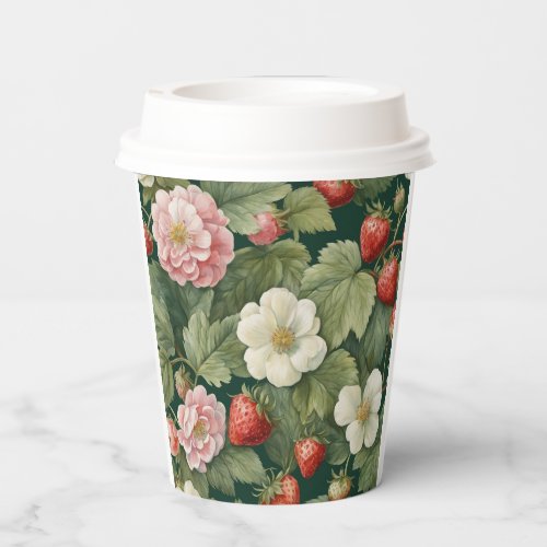 Berry in Love Floral and Strawberry Paper Cup