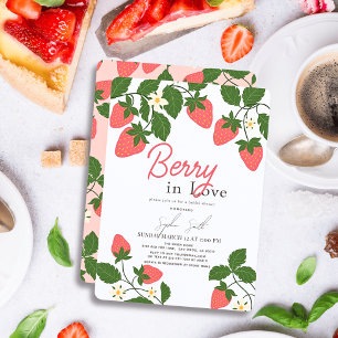 Berry in Love Floral Strawberry Bridal Shower Invitation