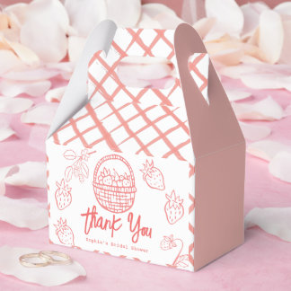 Berry in Love Hand-drawn Strawberry Bridal Shower Favor Boxes