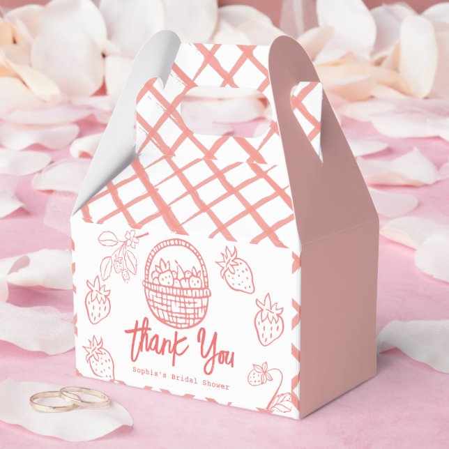 Berry in Love Hand-drawn Strawberry Bridal Shower Favor Boxes (Wedding)