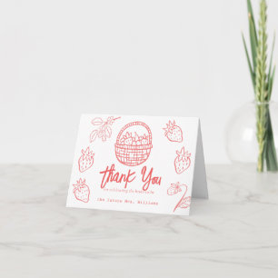 Berry in Love Hand-drawn Strawberry Bridal Shower Letterpress Thank You Card