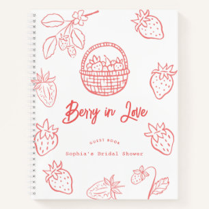 Berry in Love Hand-drawn Strawberry Bridal Shower Notebook