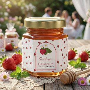 Berry in Love Strawberry Bridal Shower Custom Honey Jar Favors