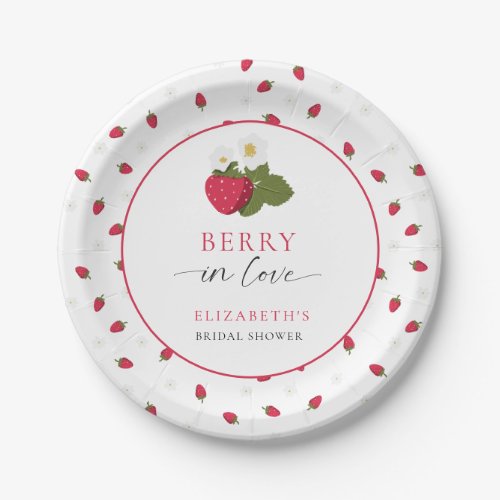 Berry in Love Strawberry Bridal Shower Custom Paper Plates