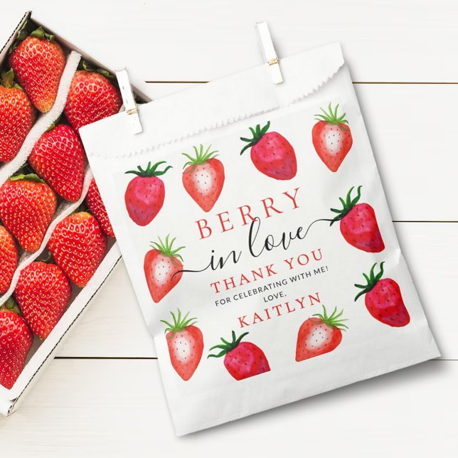 Berry In Love Strawberry Bridal Shower Favor Bag (Creator Uploaded)
