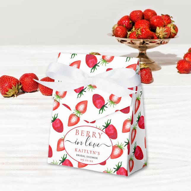 Berry In Love Strawberry Bridal Shower Favor Boxes (Creator Uploaded)