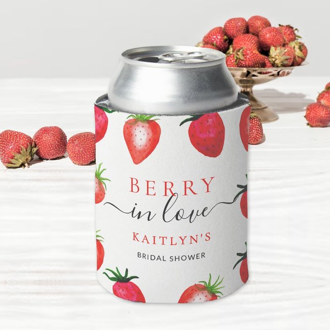 Berry In Love Strawberry Bridal Shower Favor Can Cooler (Creator Uploaded)