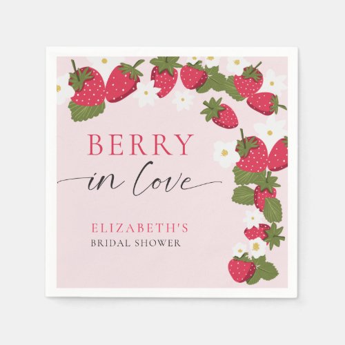 Berry in Love Strawberry Bridal Shower Floral Napkins