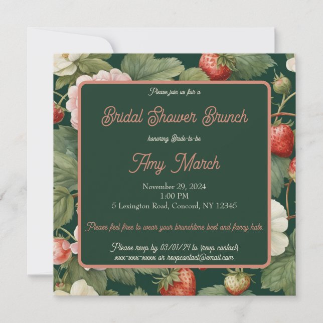 Berry in Love: Strawberry Bridal Shower Invitation (Front)