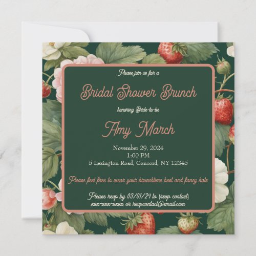 Berry in Love Strawberry Bridal Shower Invitation
