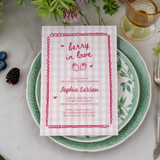 Berry in Love Strawberry Bridal Shower Invitation (Creator Uploaded)