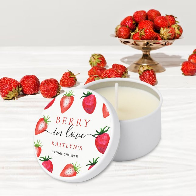 Berry In Love Strawberry Bridal Shower Mini Candle Favors (Creator Uploaded)