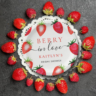Berry In Love Strawberry Bridal Shower Paper Plates