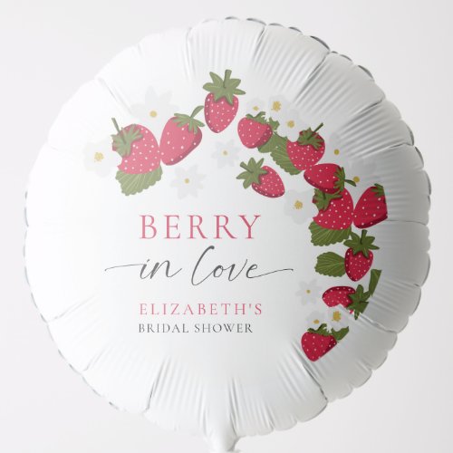 Berry in Love Strawberry Bridal Shower Personalize Balloon