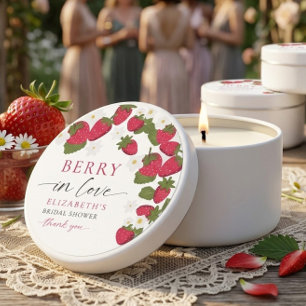 Berry in Love Strawberry Bridal Shower Personalize Mini Candle Favors
