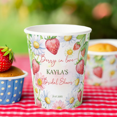 Berry in love strawberry bridal shower printed paper cups