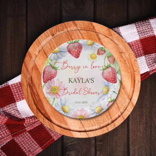 Berry in love strawberry bridal shower printed paper plates