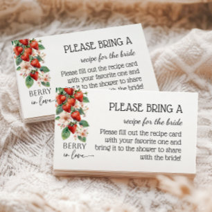 Berry in Love Strawberry Bridal Shower Recipe Enclosure Card