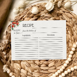 Berry in Love Strawberry Bridal Shower Recipe Note Card