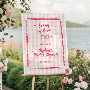 Berry in Love Strawberry Bridal Shower Welcome Foam Board