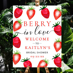 Berry In Love Strawberry Bridal Shower Welcome Foam Board