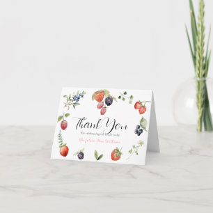 Berry in Love Watercolor Berries Bridal Shower Letterpress Thank You Card