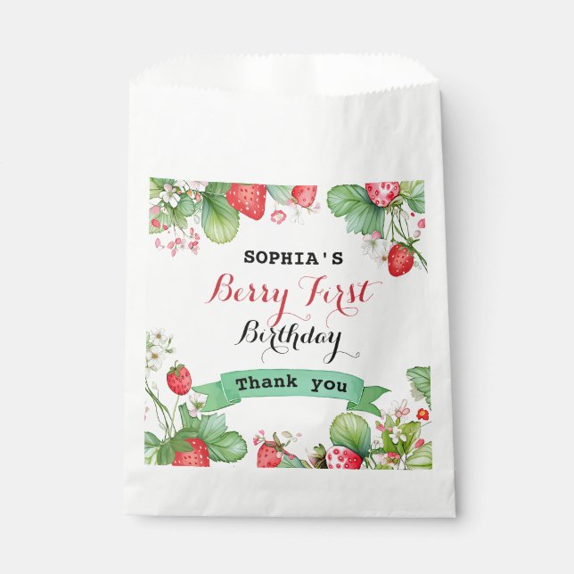 Berry Lovely First Birthday Favor Bag (Front)