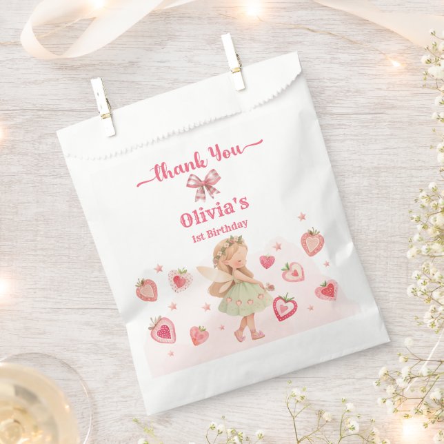 Berry Magical Fairy Girl Birthday Party Strawberry Favor Bag (Clipped)