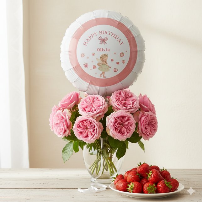 Berry Magical Fairy Girl First Birthday Party Balloon (Creator Uploaded)