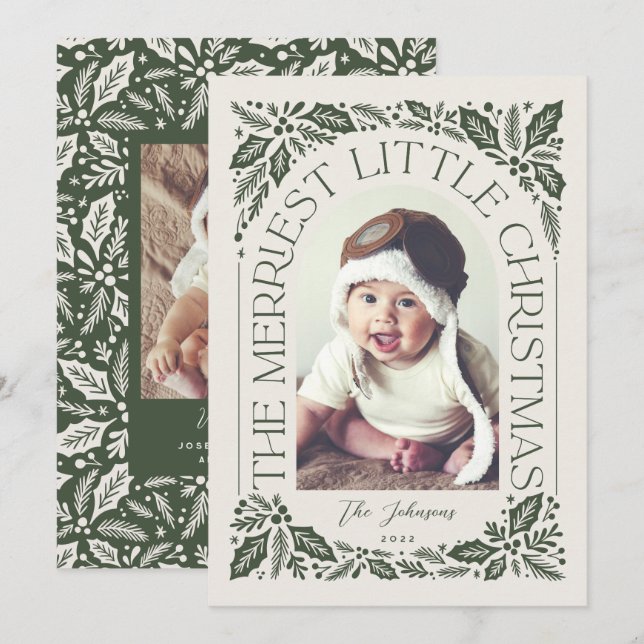 Berry Merriest Little Christmas Arch Photo Holiday Card (Front/Back)