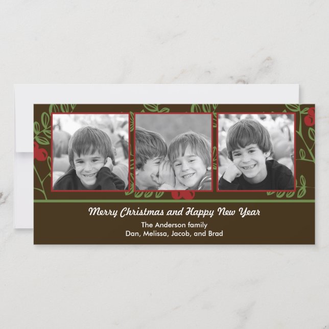 Berry Merry Christmas Holiday Photo Card (Front)