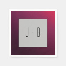 Berry Minimalist Personalize Initials Paper Napkin
