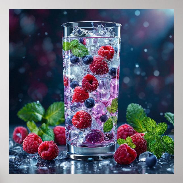 🍹 Berry Mint Sparkling Drink Wall Art For Kitchen (Front)