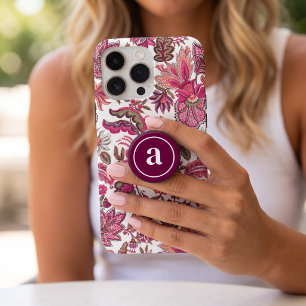 Berry Modern Minimalist Monogram Initial PopSocket