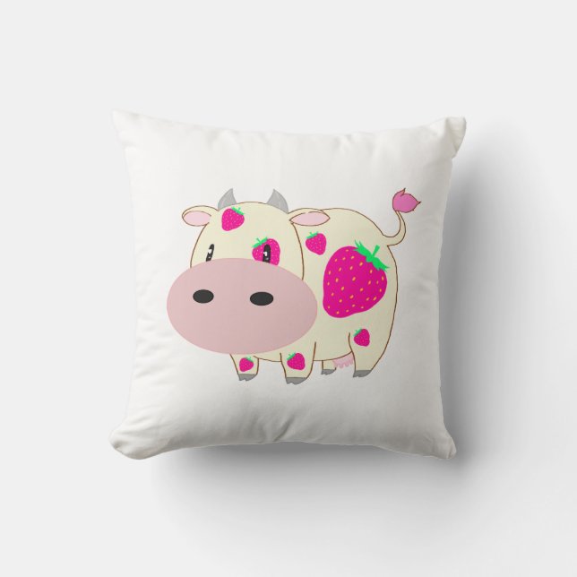 Berry Moo Throw Pillow (Front)